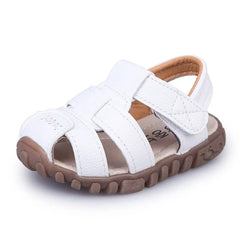 Boys' Closed-Toe Leather Sandals, Non-Slip Beach Shoes