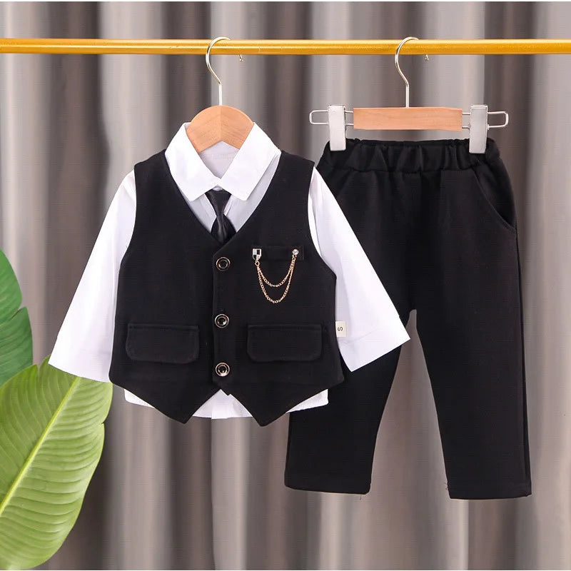 Baby Boys' Formal Suit Set, Vest Shirt and Pants