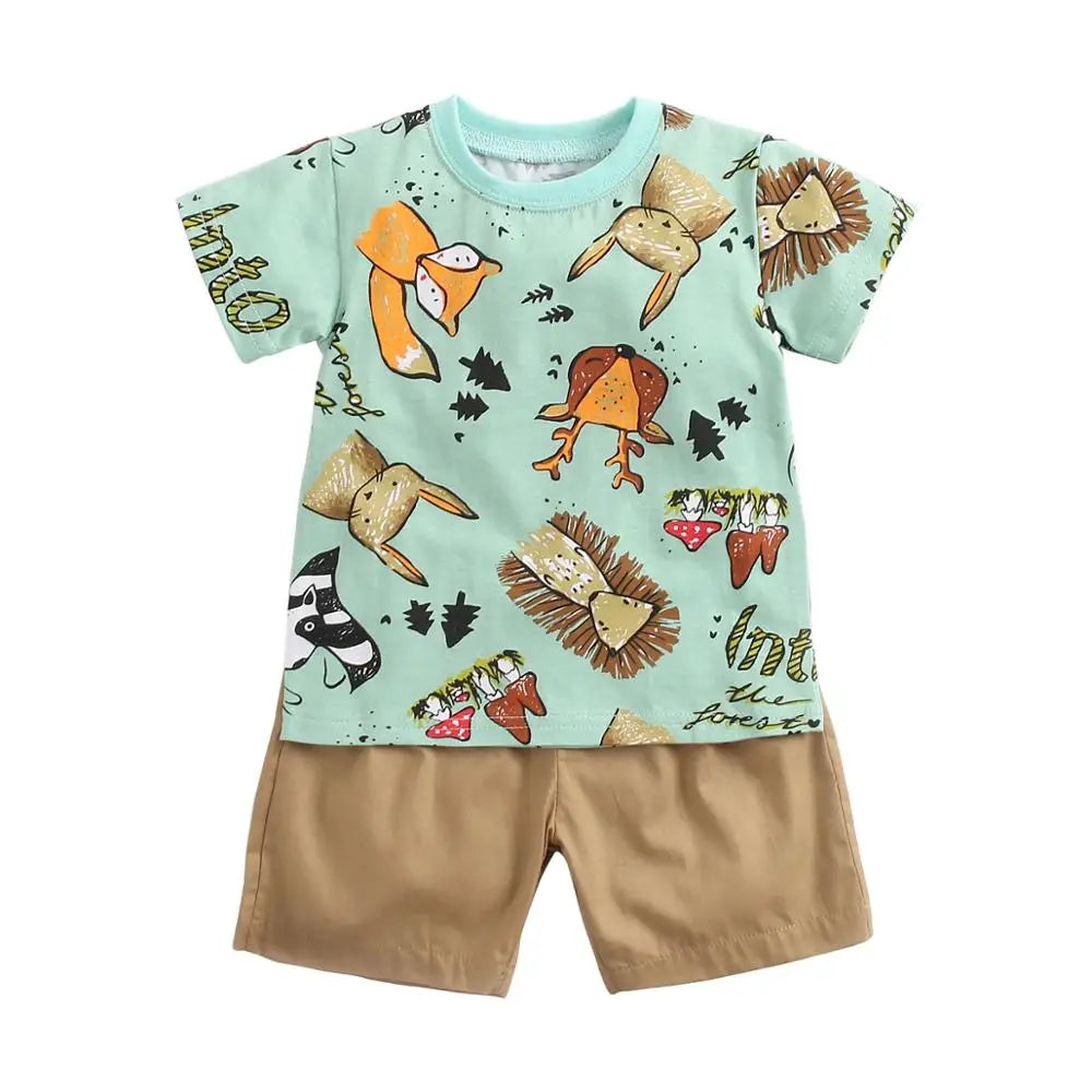 Cotton Short Sleeve Tops+Shorts