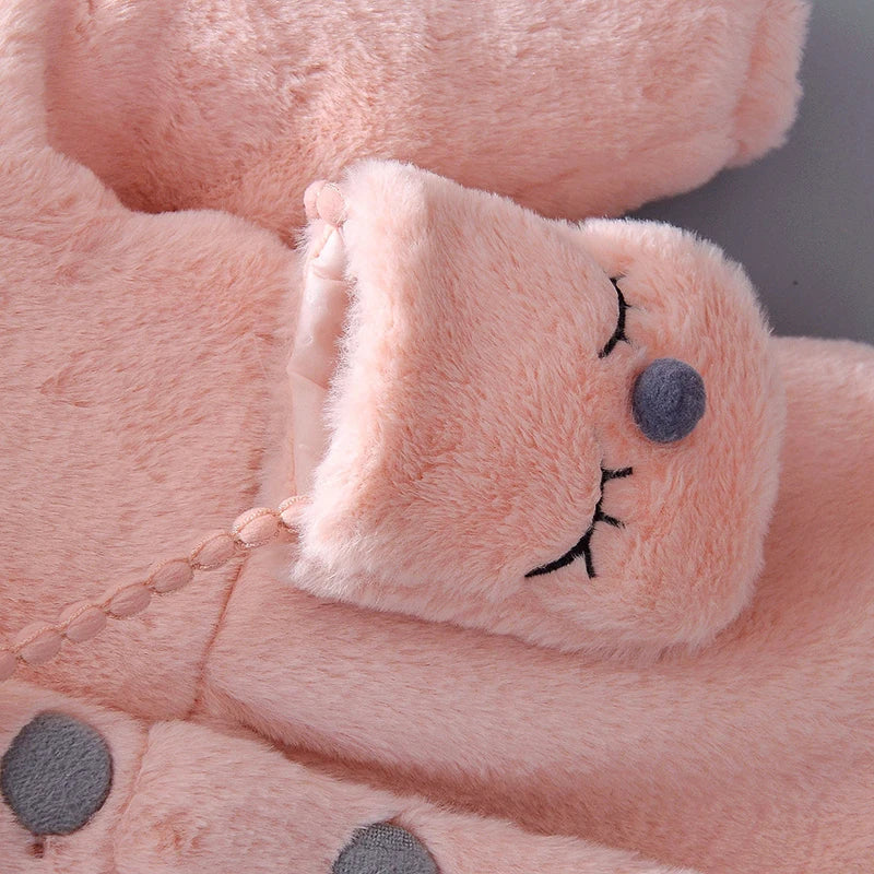 Rabbit Ears Plush Warm Hooded Coat
