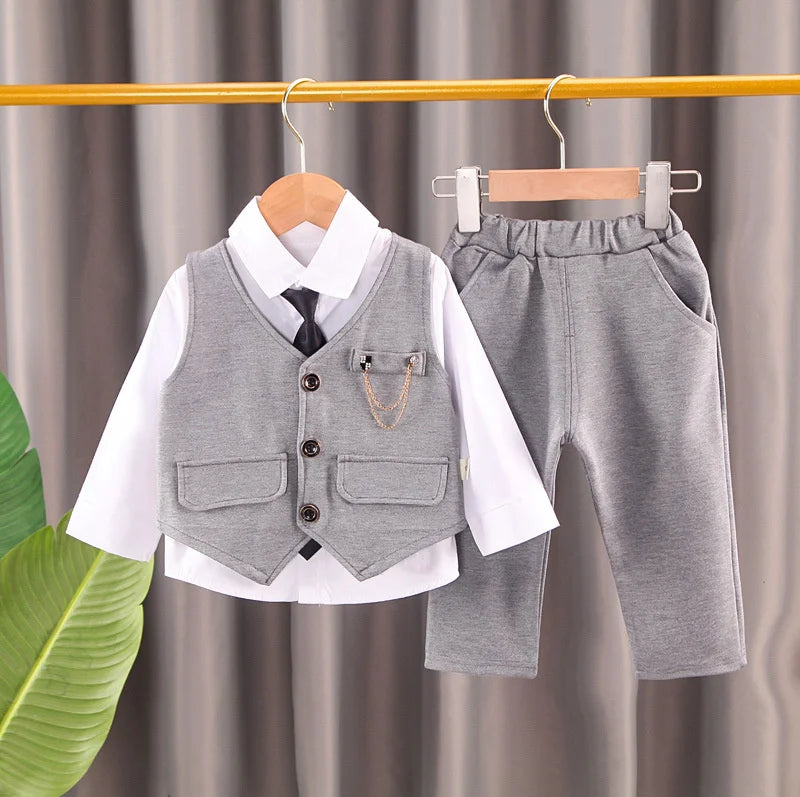 Baby Boys' Formal Suit Set, Vest Shirt and Pants