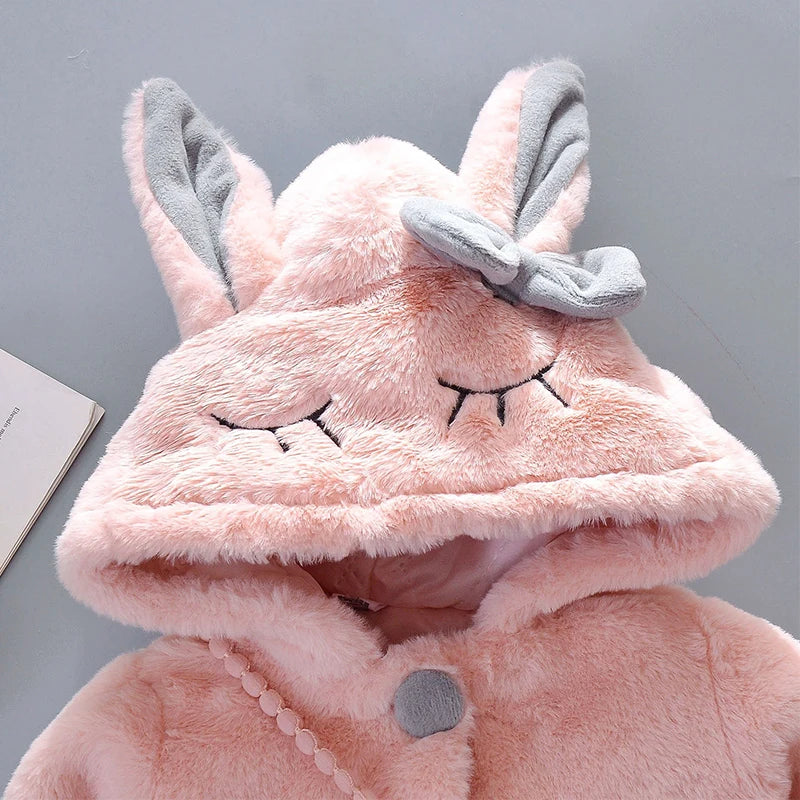 Rabbit Ears Plush Warm Hooded Coat