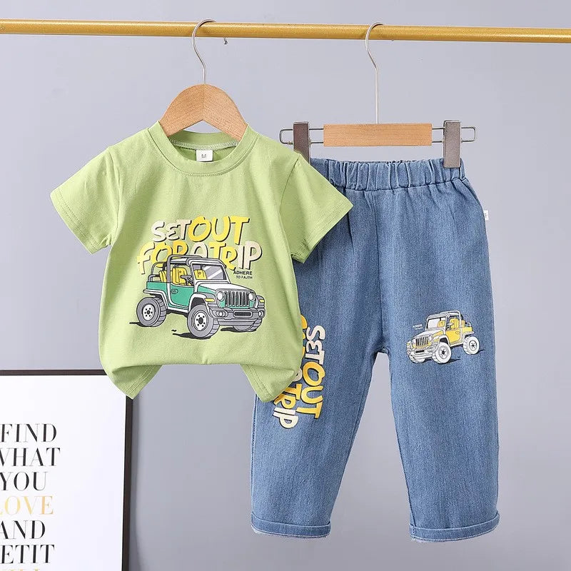 Cotton Car Print Boys Set