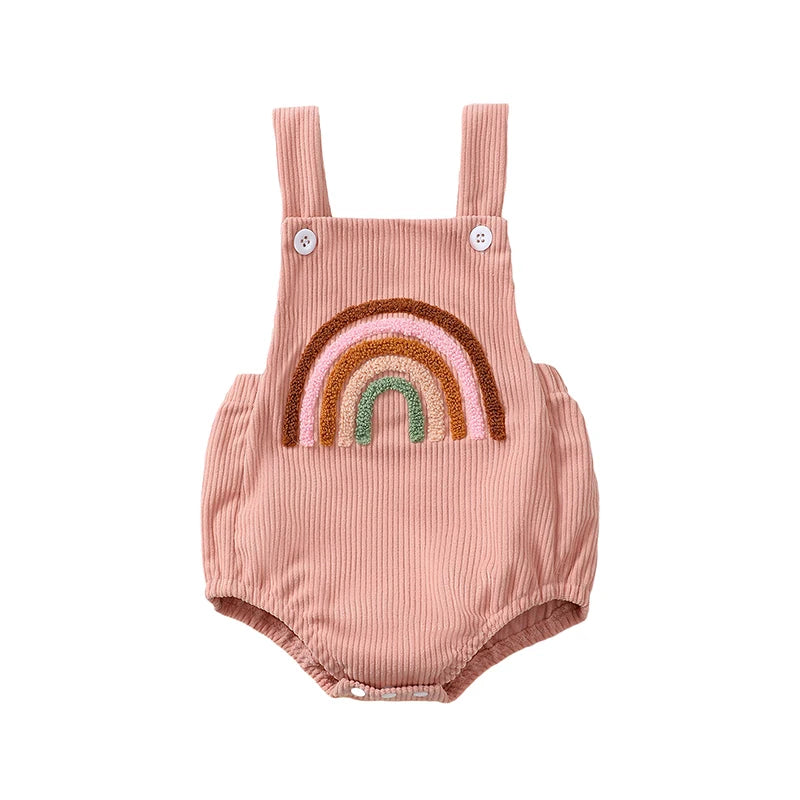 Rainbow Strawberry Embroidery Romper