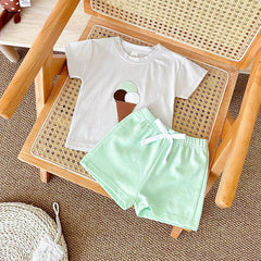 Baby Ice Cream Print T-shirt+Shorts