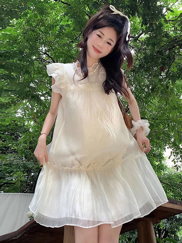 Necklace Petal Sleeve Maternity Dress