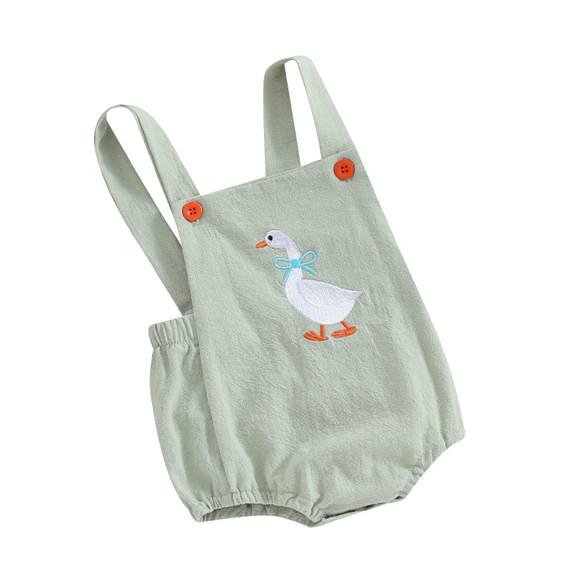 Baby Girl Duck-Print Sleeveless Romper Jumpsuit