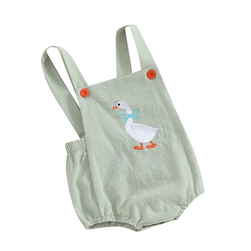Baby Girl Duck-Print Sleeveless Romper Jumpsuit
