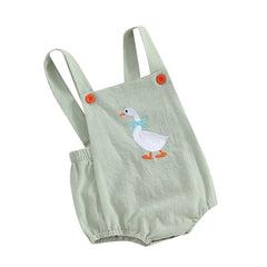 Baby Girl Duck-Print Sleeveless Romper Jumpsuit