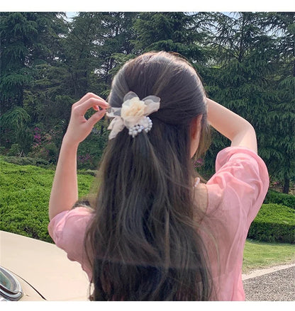 Flower Pearl Hair Ties