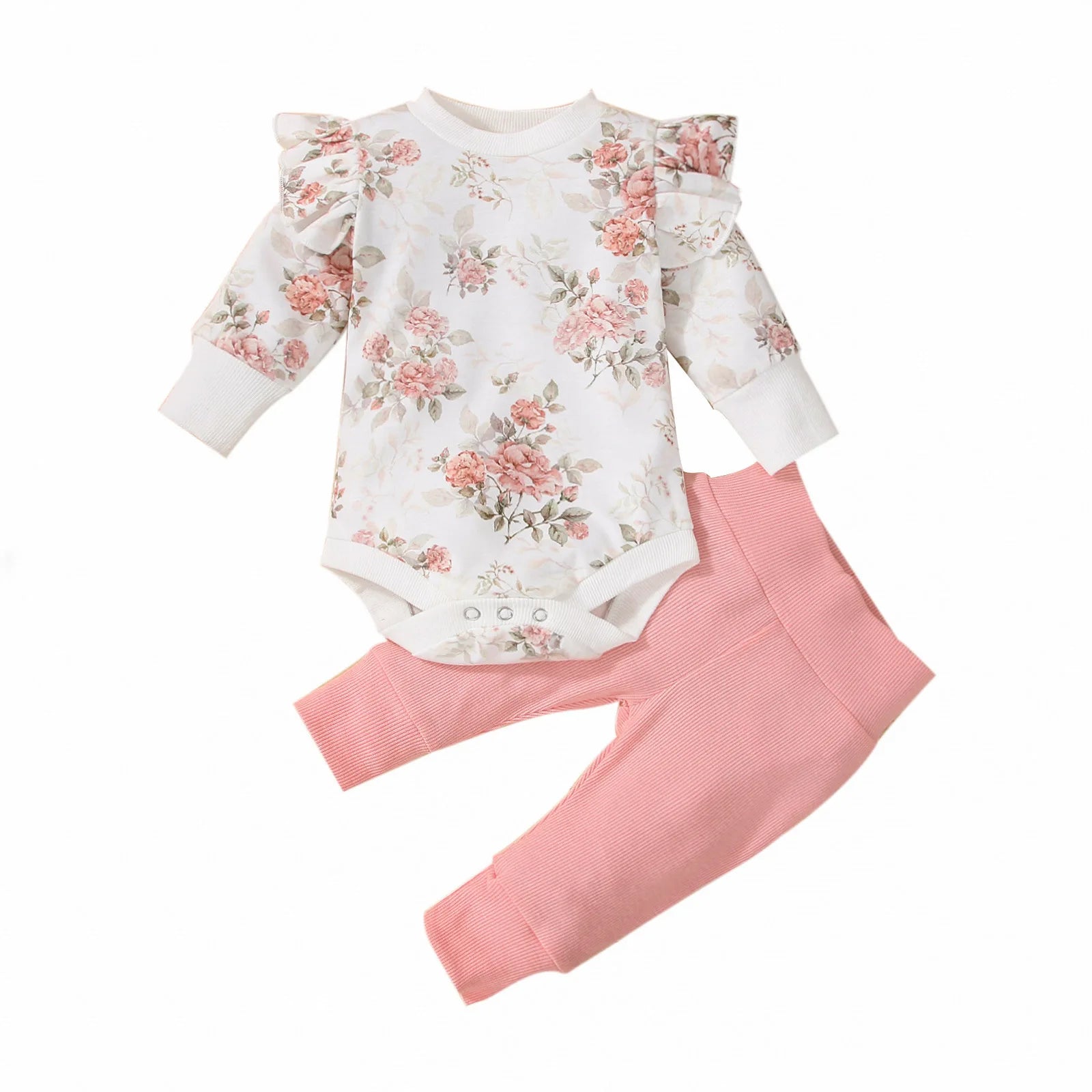 Baby Girls Floral Romper Pants Set Cotton 2PCS