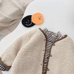 Stylish Plaid Plush Kids Coat