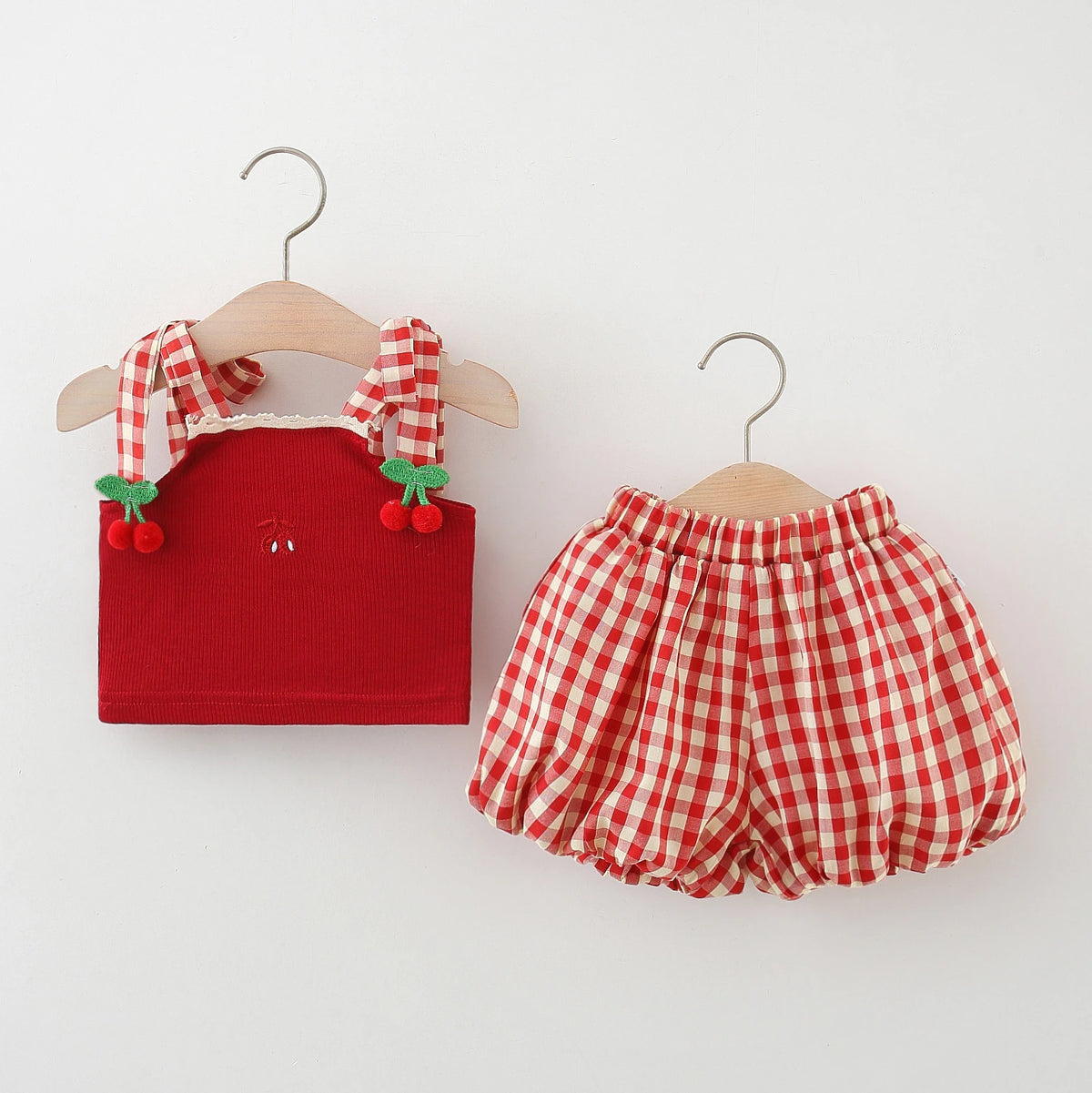 Cherry Plaid Baby Girl Suit