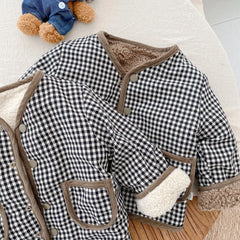 Stylish Plaid Plush Kids Coat
