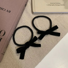 Velvet Bow Elastic Hairpins