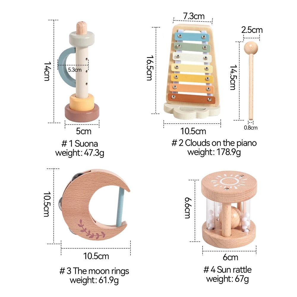 Wooden Rattle Musical Baby Toys