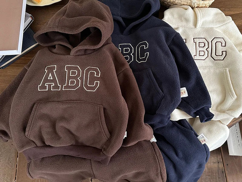 Fur Lining Boys Hoodie Set