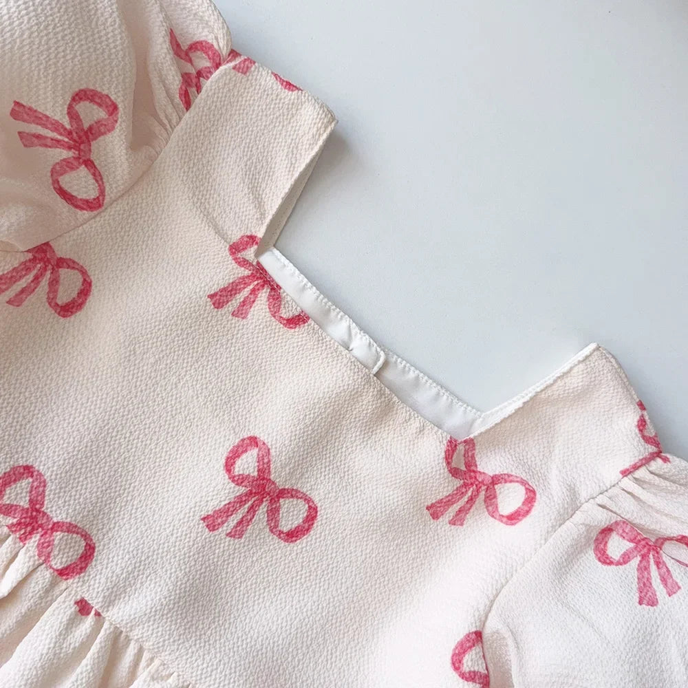 Girls Bow Print Dress
