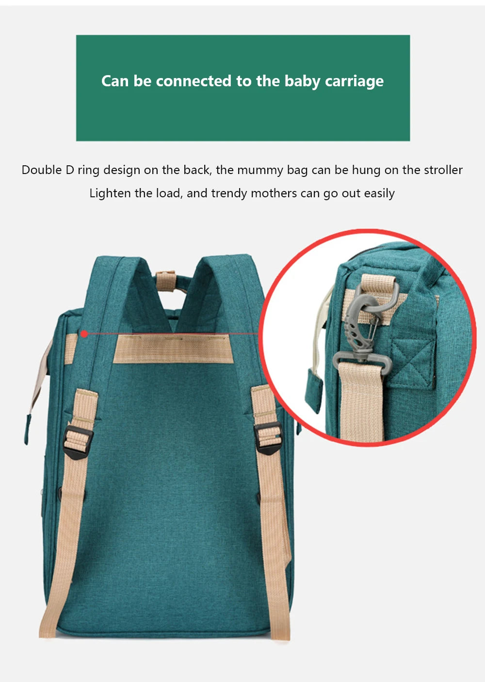 3-in-1 Foldable Diaper Bag Backpack with Changing Station