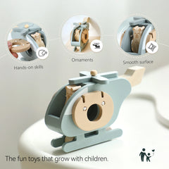 Wooden Plane and Helicopter Toy Set