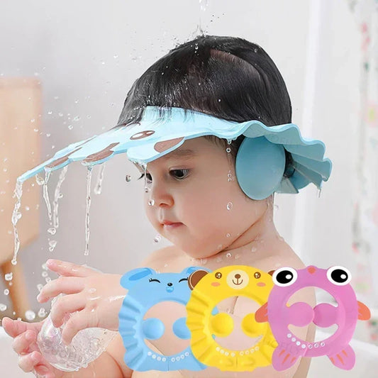 Adjustable baby shower cap for hair rinsing