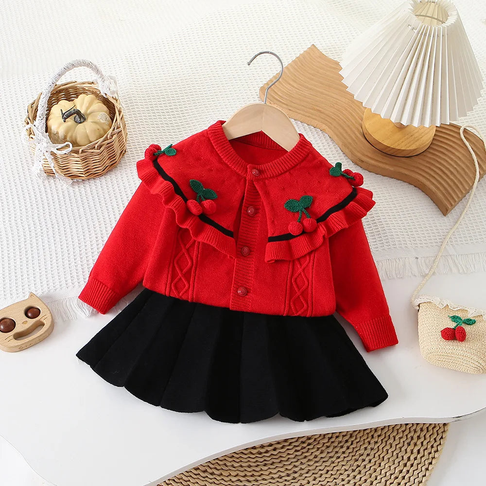 Flutter Sleeve Knitted Sweater Set