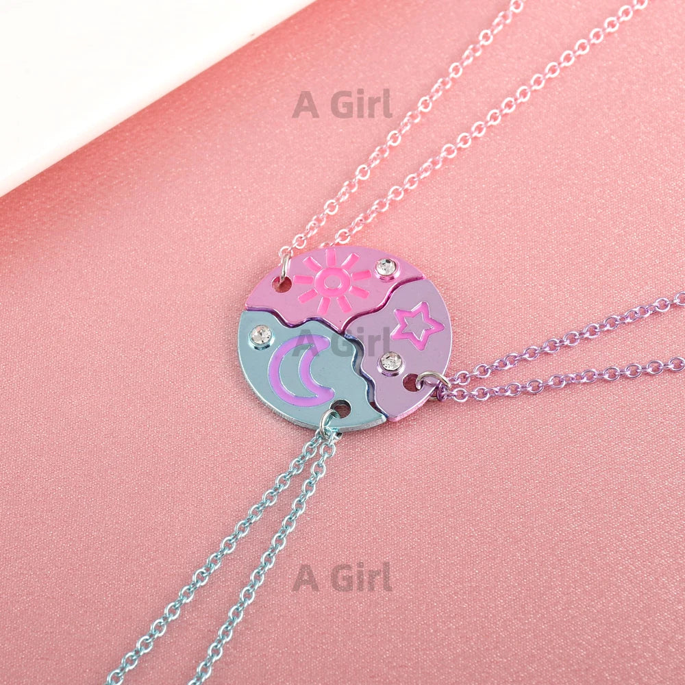Girls BFF Star Moon Sun Necklace Set | PAMU8