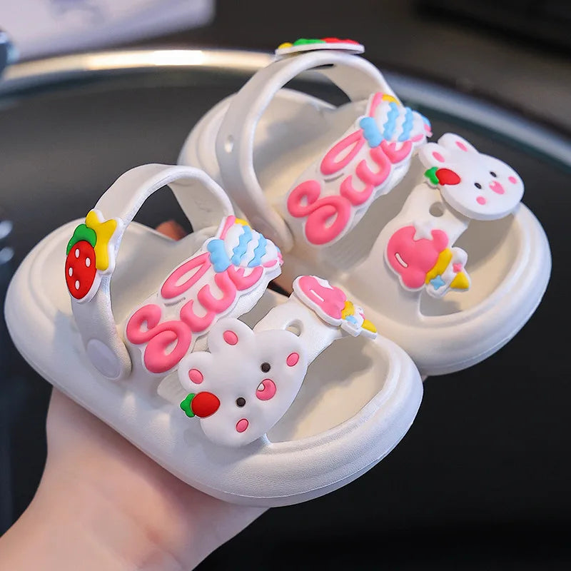 Kids' Rabbit and Panda Clogs, Non-Slip Beach Sandals