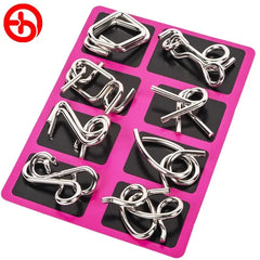 Metal Montessori Puzzle Set, 8 Brain Teaser Toys