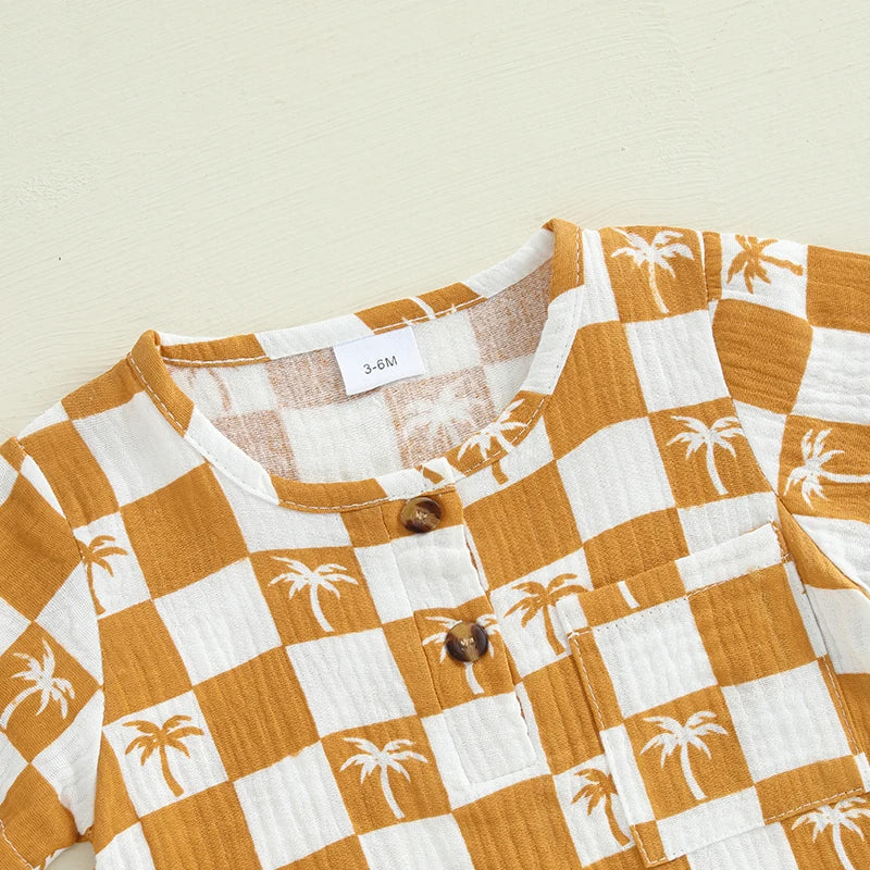Checkered Tree Print Playsuit