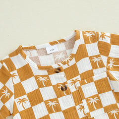 Checkered Tree Print Playsuit