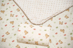Newborn Bear Print Blanket for Crib, Stroller and Car Seat