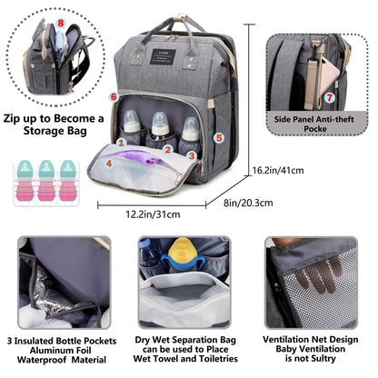 Backpack with Crib Bed & Diaper Bag