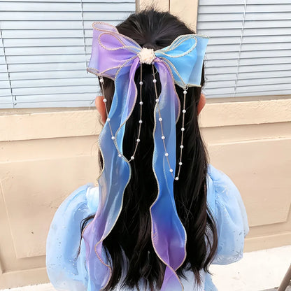 Baby Girls Elegant Mesh Bow Ribbon Hair Clips - PAMU8