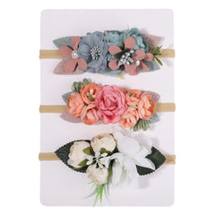 Baby Girls' Artificial Flower Headband, 3-Piece Set