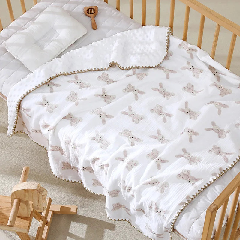 Newborn Bear Print Blanket for Crib, Stroller and Car Seat