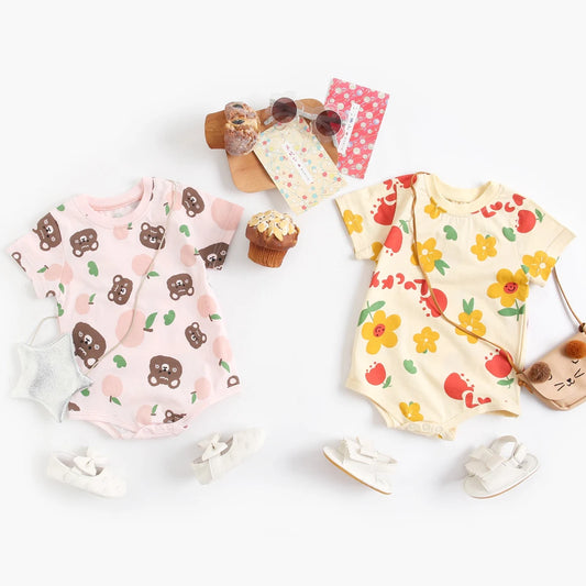 Baby and toddler girls' short-sleeve bodysuit with size and color options