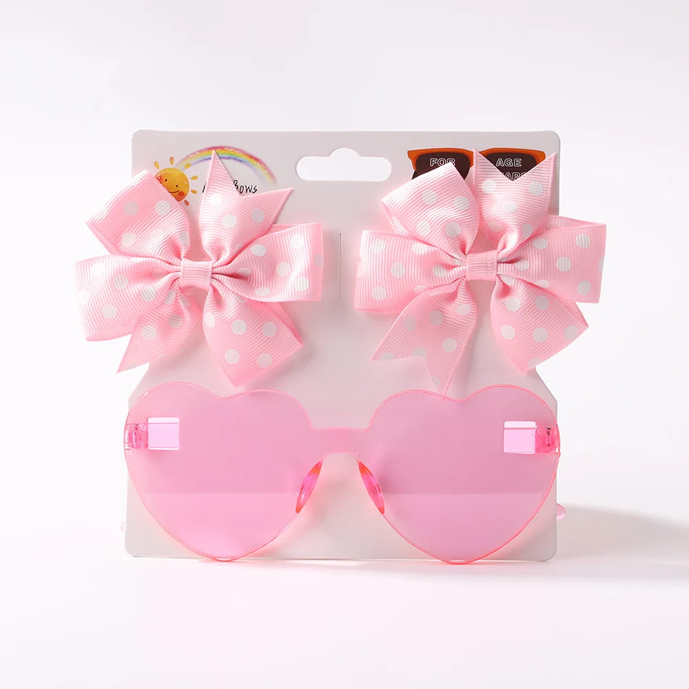 3Pcs/set Kids Hairpin Sun Glasses Set