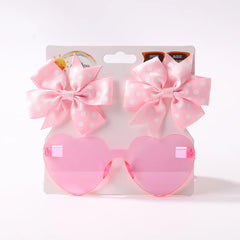 Kids' Heart Sunglasses and Hair Clip Set, 3 Pieces