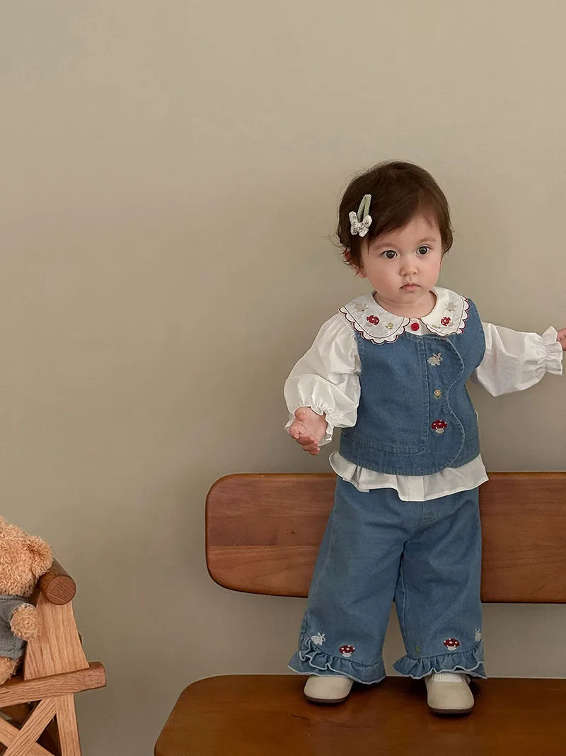 Girls Embroidered Rabbit Blouse
