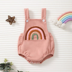 Rainbow Strawberry Embroidery Romper