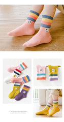 Girls' Rainbow Mid-Tube Socks, 5 Pairs, Ages 1-16