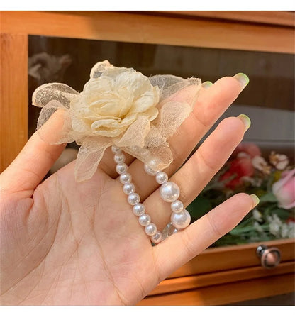Flower Pearl Hair Ties