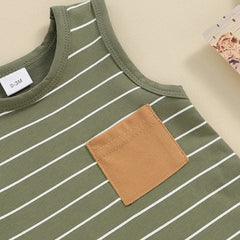 Striped Print Sleeveless Jumpsuit