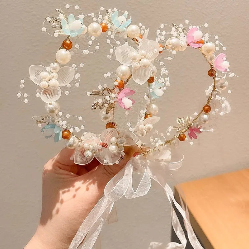 Fairy Girl Flower Pearl  Red Headband - PAMU8