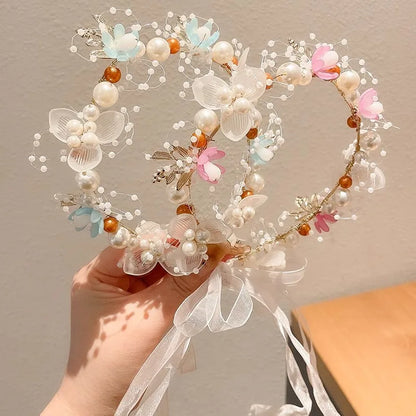 Fairy Girl Flower Pearl  Red Headband - PAMU8
