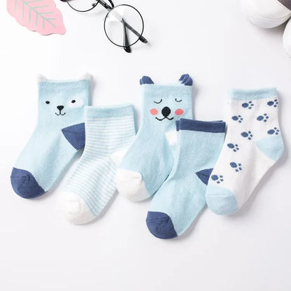 5 Pairs Cute Cat Baby Socks