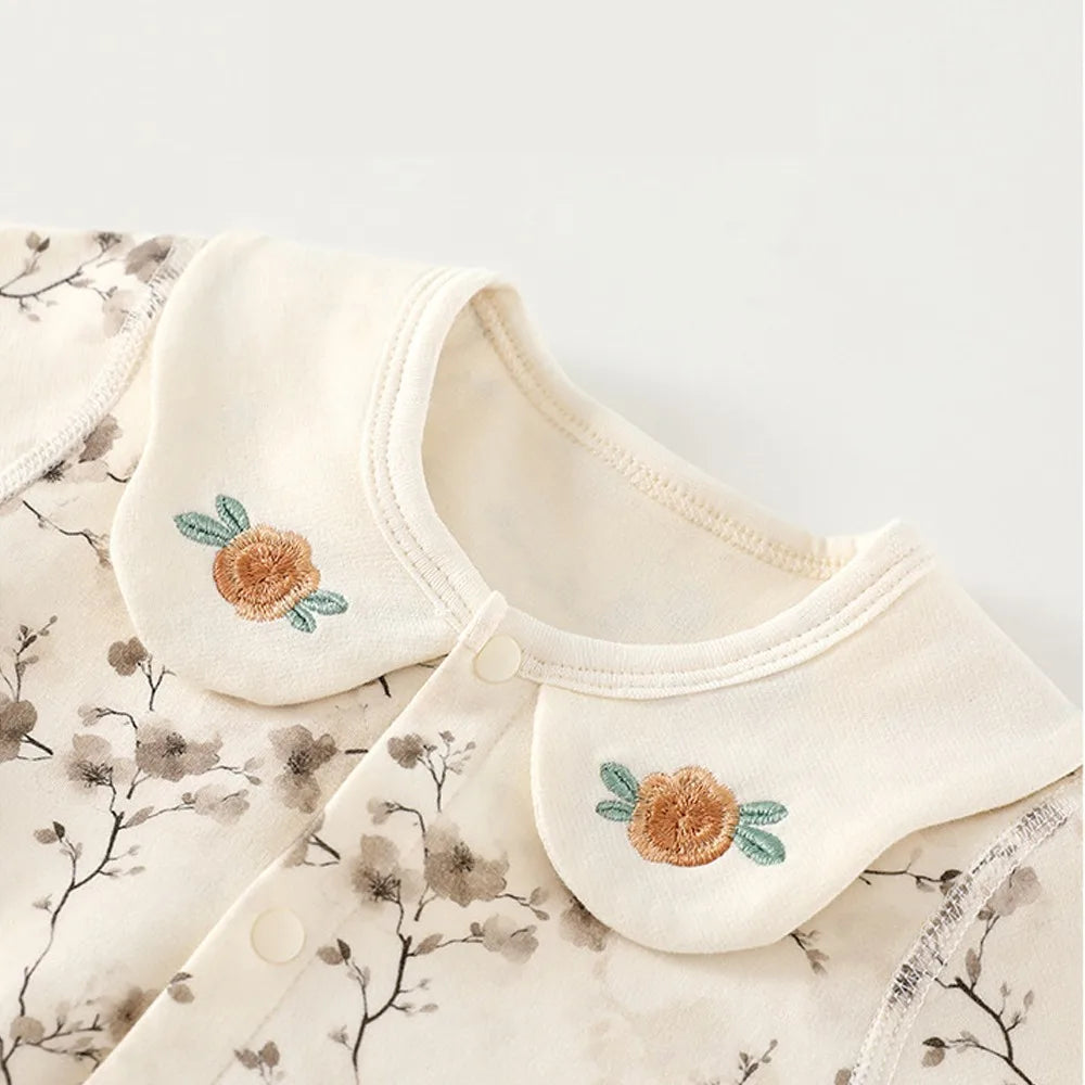 Spring Velvet Printed Baby Suit