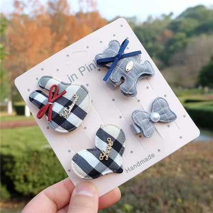 Plaid Hair Clips Set