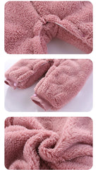 Plush Bear Hooded Baby Romper, Warm Fall Jumpsuit